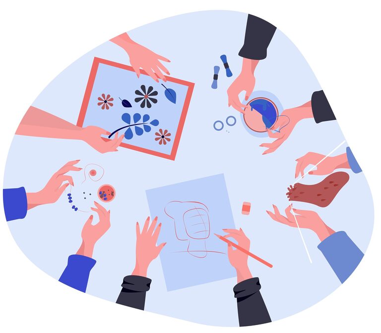 Creative handmade workshop flat vector illustration