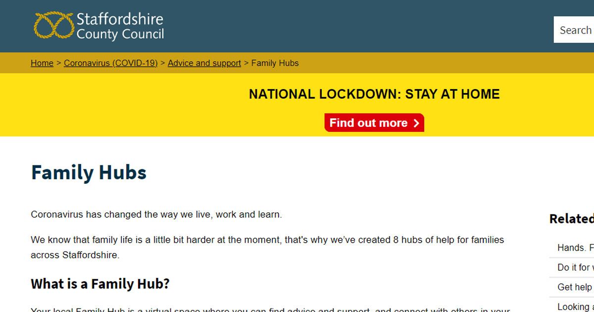 staffordshire county council family hubs